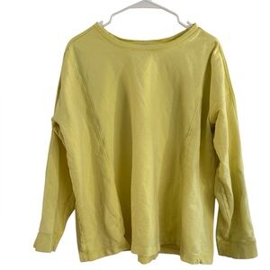 J Jill Fit Performance Yellow Long Sleeve Sweatshirt 100% Cotton